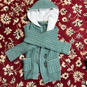 Green cottage core wooden button cardigan sweater